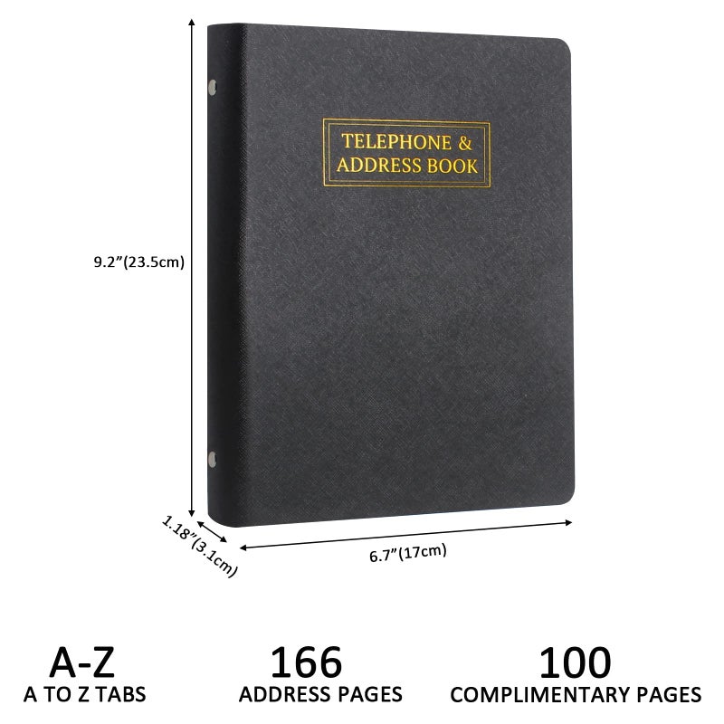 suituts Refillable Address Book with Alphabetical Tabs  600 Entry Spaces Large Print Contact Address/Phone Books  PU Leather Hardcover A5 6 Ring Address Book Binder for Senior Home Office - Image 2
